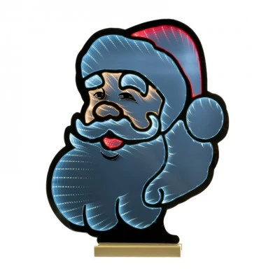 40CM INFINITY CHRISTMAS SANTA FACE WITH WOODEN BASE  DOUBLE FACE ILUMINATED FROM BOTH SIDES WITH EUROPEAN PLUG