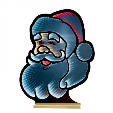 60CM INFINITY CHRISTMAS SANTA FACE WITH WOODEN BASE  DOUBLE FACE ILUMINATED FROM BOTH SIDES WITH EUROPEAN PLUG