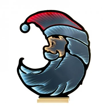 60CM INFINITY CHRISTMAS SANTA MOON WITH WOODEN BASE  DOUBLE FACE ILUMINATED FROM BOTH SIDES WITH EUROPEAN PLUG