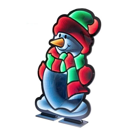 180CM INFINITY CHRISTMAS SNOWMAN WITH WOODEN AND ALUMINIUM BASE  DOUBLE FACE ILUMINATED FROM BOTH SIDES WITH EUROPEAN PLUG
OUTDOOR