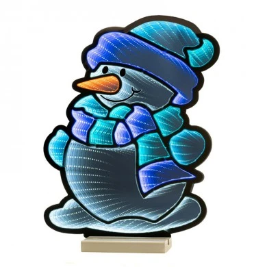 40CM INFINITY CHRISTMAS SNOWMAN WITH WOODEN BASE  DOUBLE FACE ILUMINATED FROM BOTH SIDES WITH EUROPEAN PLUG