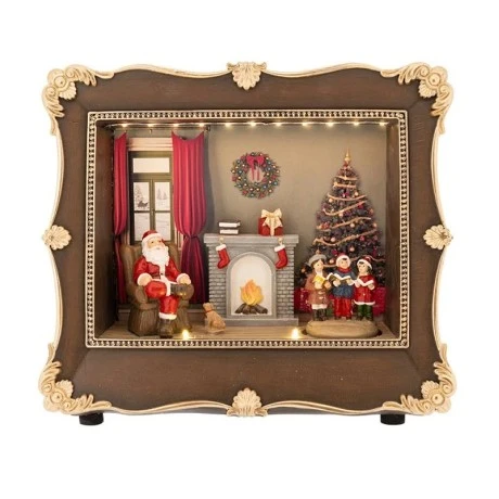CHRISTMAS FRAME WITH SANTA AND FIREPLACE 26X10X22CM WITH LIGHTS-MUSIC BATTERY OPPERATED