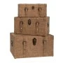 DECO BROWN LEATHER CHEST S 3 49x30.5x27CM 41x25x23CM 35x21x17CM