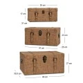 DECO BROWN LEATHER CHEST S 3 49x30.5x27CM 41x25x23CM 35x21x17CM