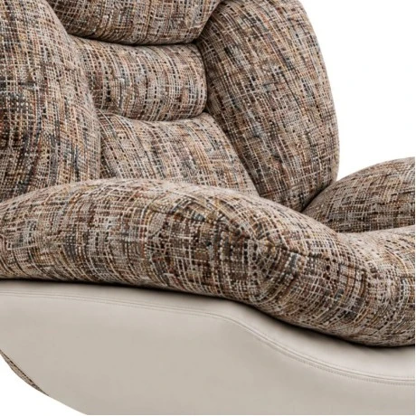 ROUND SWIVEL ARMCHAIR WITH LIGHT GRAY CUSHION AND FOOTSTOOL 90Χ80Χ100  44X50X45CM