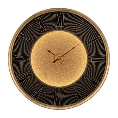 PLASTIC WALL CLOCK IN BROWN GOLD COLOR WITH LIGHT D40X4,5CM