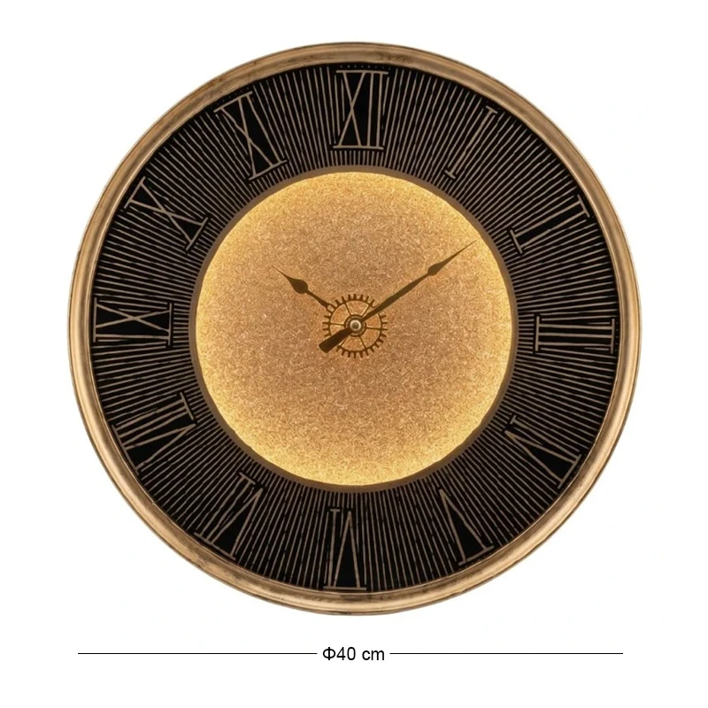 PLASTIC WALL CLOCK IN BROWN GOLD COLOR WITH LIGHT D40X4,5CM