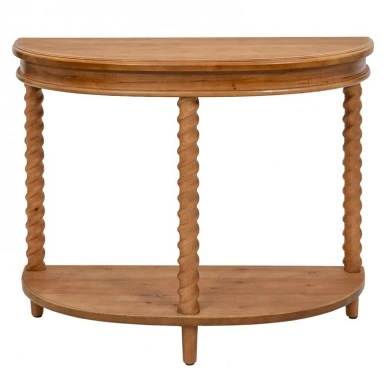 BROWN WOODEN CONSOLE TABLE SEMICIRCLES 97X40,5X66CM
