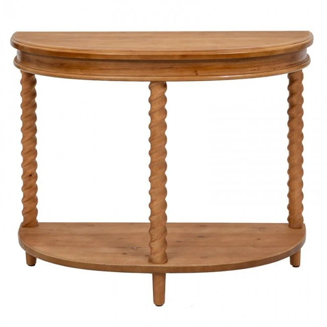 BROWN WOODEN CONSOLE TABLE SEMICIRCLES 97X40,5X66CM