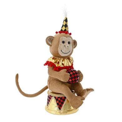 BROWN CIRCUS MONKEY WITH A DRUM 21X16X40CM