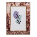 BROWN BEIGE METAL PHOTO FRAME WITH EMBOSSED DIGITAL PRINTING AND LIQUID GLASS EFFECT 19X14CM