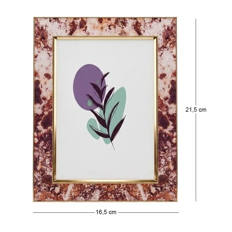 BROWN BEIGE METAL PHOTO FRAME WITH EMBOSSED DIGITAL PRINTING AND LIQUID GLASS EFFECT 21,5X16,5CM