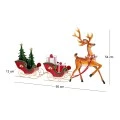 XMAS BROWN METAL REINDEER WITH TWO RED METAL SLEIGHS WITH GIFTS AND SMALL TREES 95X13X54CM