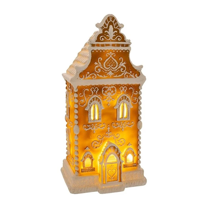 ΚΑΦΕ ΠΟΛΥΡΕΖΙΝ GINGERBREAD ΣΠΙΤΙ ΜΕ LED 17Χ14Χ34ΕΚ