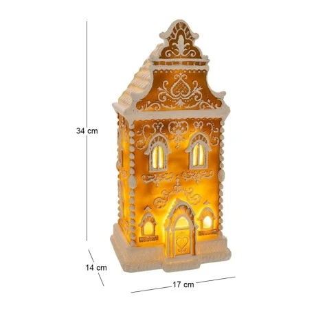 ΚΑΦΕ ΠΟΛΥΡΕΖΙΝ GINGERBREAD ΣΠΙΤΙ ΜΕ LED 17Χ14Χ34ΕΚ