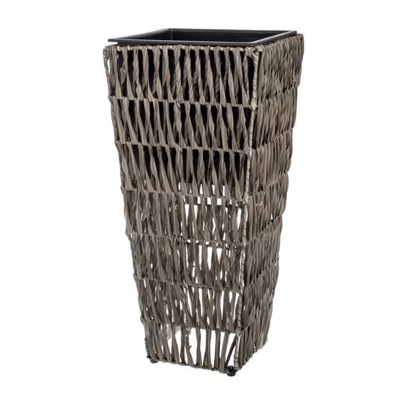 BROWN RATTAN SQUARE POT 28X28X60CM