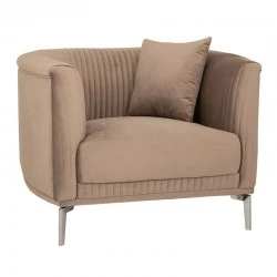 BROWN VELVET ARMCHAIR 106X96X73CM W SILVER METAL LEGS KD