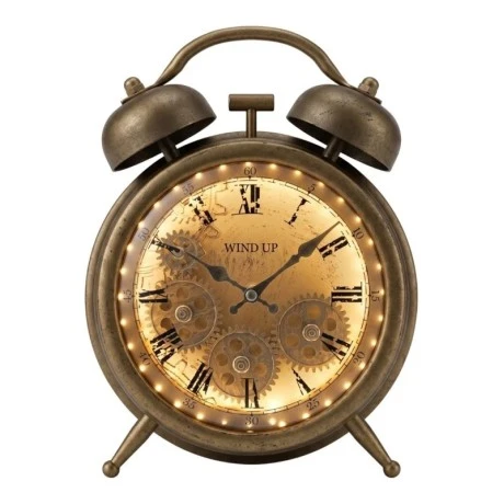 VINTAGE TABLE CLOCK IN BROWN COLOR WITTH LIGHT 30X24X8CM