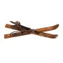 BROWN WOODEN ANTIQUE SKIS AND POLES 7X10X50CM