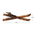 BROWN WOODEN ANTIQUE SKIS AND POLES 7X10X50CM