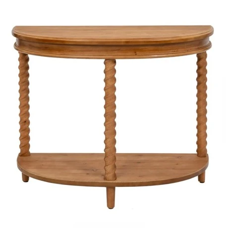 BROWN WOODEN CONSOLE TABLE SEMICIRCLES 97X40,5X66CM