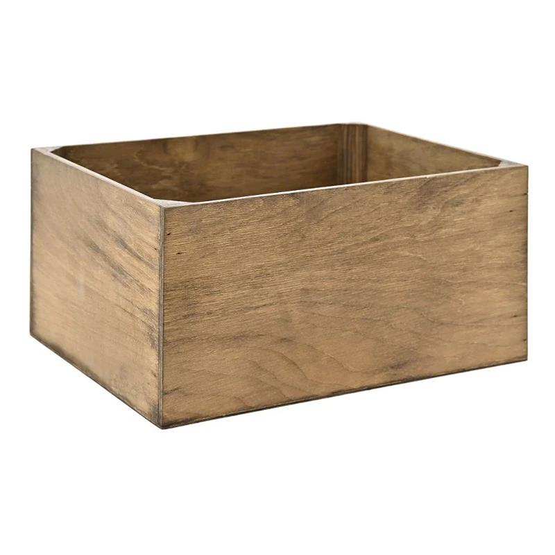 WOODEN CRATE  36X28X18CM  FULLY ASSEMBLED AND DYED BROWN