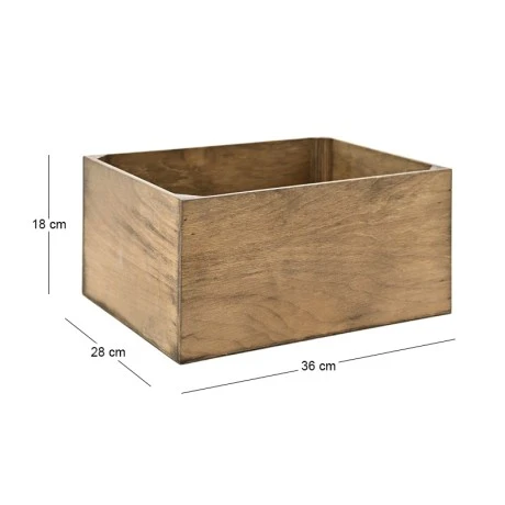 WOODEN CRATE  36X28X18CM  FULLY ASSEMBLED AND DYED BROWN