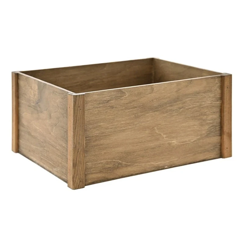 WOODEN CRATE 36X28X18CM FULLY ASSEMBLED AND DYED BROWN