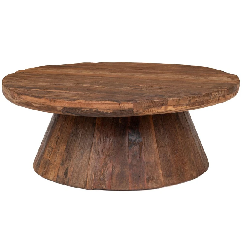 ROUND COFFE TABLE MADE OF WOOD IN BROWN COLOR 80X80X32CM