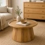 ROUND COFFE TABLE MADE OF WOOD IN NATURAL COLOR D75X50CM
