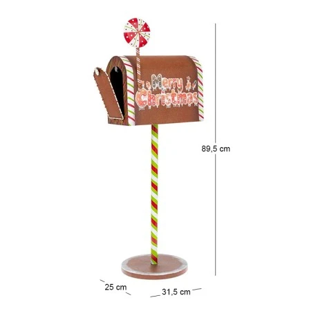 XMAS BROWN METAL GINGERBREAD MAILBOX 31,5X25X89,5CM