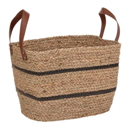 ΚΑΛΑΘΙ ΦΥΣΙΚΟ WICKER 38Χ28Χ28ΕΚ ΜΕ ΜΑΥΡΗ ΡΙΓΑ KAI PVC ΧΕΡΟΥΛΙΑ