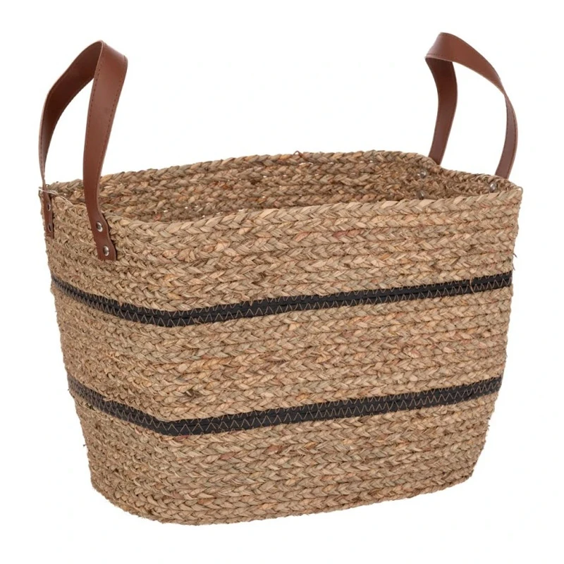 ΚΑΛΑΘΙ ΦΥΣΙΚΟ WICKER 38Χ28Χ28ΕΚ ΜΕ ΜΑΥΡΗ ΡΙΓΑ KAI PVC ΧΕΡΟΥΛΙΑ