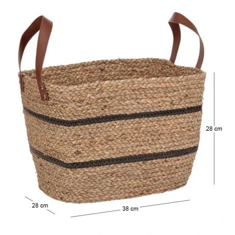ΚΑΛΑΘΙ ΦΥΣΙΚΟ WICKER 38Χ28Χ28ΕΚ ΜΕ ΜΑΥΡΗ ΡΙΓΑ KAI PVC ΧΕΡΟΥΛΙΑ