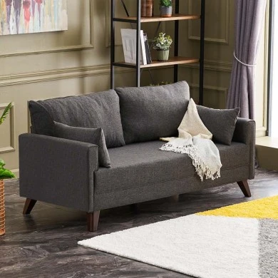 Bella Megapap fabric sofa two - seater in anthracite color 177x81x85cm.