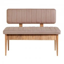 Two-seater sofa - Alden Megapap melamine bench - beige velvet 110x40x85cm.