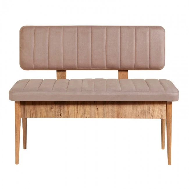 Two-seater sofa - Alden Megapap melamine bench - beige velvet 110x40x85cm.