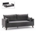 Bella Megapap fabric sofa bed three - seater in anthracite color 208x81x85cm.
