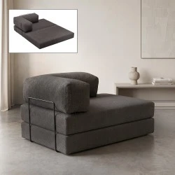 Καναπές - κρεβάτι Comfort Megapap διθέσιος υφασμάτινος χρώμα ανθρακί 140x95x75εκ.