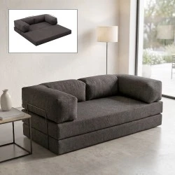 Καναπές - κρεβάτι Comfort Megapap τριθέσιος υφασμάτινος χρώμα ανθρακί 190x95x75εκ.