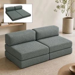 Καναπές - κρεβάτι Comfort Megapap τριθέσιος υφασμάτινος χρώμα μέντα 190x95x75εκ.
