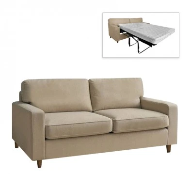 Two-seater sofa bed with foldable mattress Polaris pakoworld ecru fabric 181x91x83cm