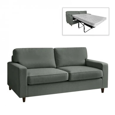 Two-seater sofa bed with foldable mattress Polaris pakoworld khaki fabric 181x91x83cm