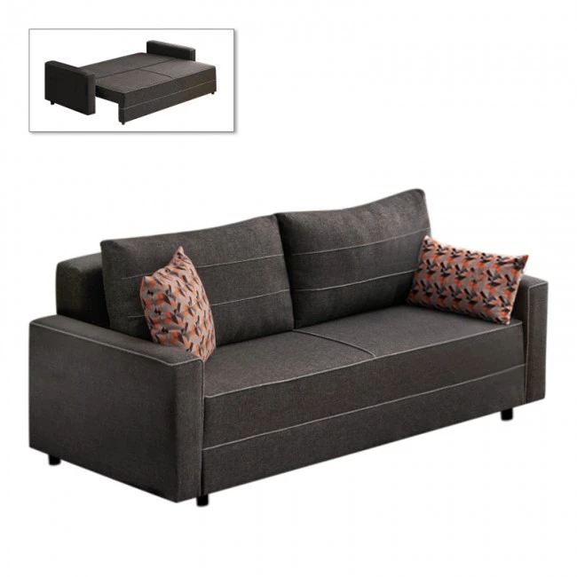 Ece Megapap fabric sofa three - seater in anthracite color 215x90x88cm.