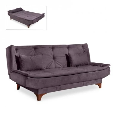 Sofa-bed Lucas Megapap three-seater fabric anthracite color 190x85x85cm.