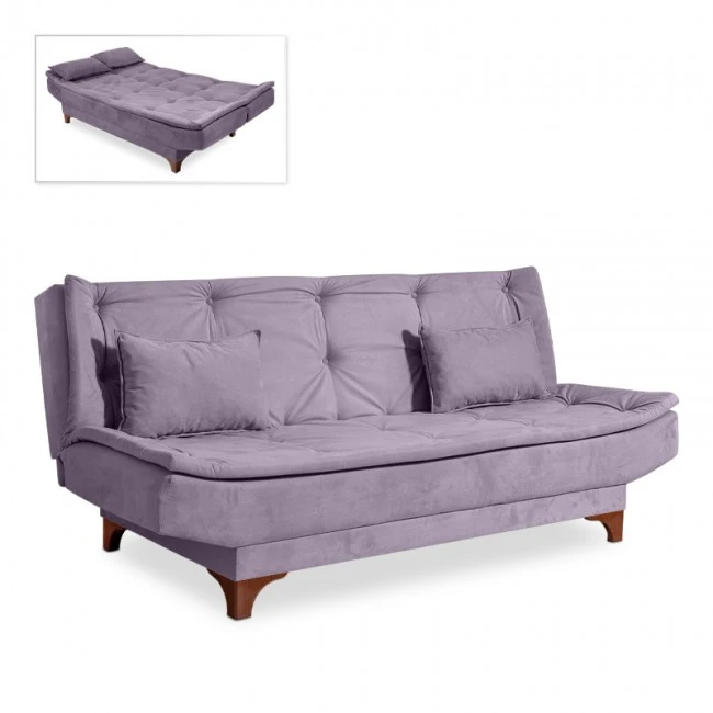 Sofa-bed Lucas Megapap three-seater fabric grey color 190x85x85cm.