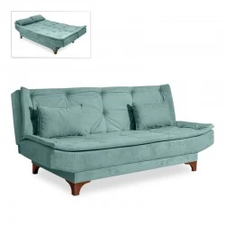 Sofa-bed Lucas Megapap three-seater fabric sea green color 190x85x85cm.
