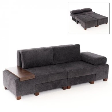 Perenna Megapap fabric sofa three - seater in anthracite color 233x93x83cm.