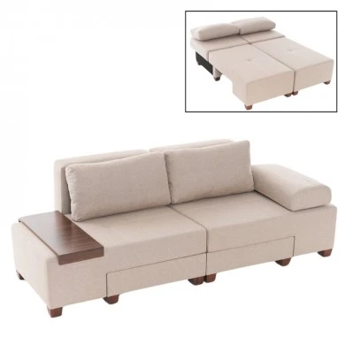 Perenna Megapap fabric sofa three - seater in cream color 233x93x83cm.