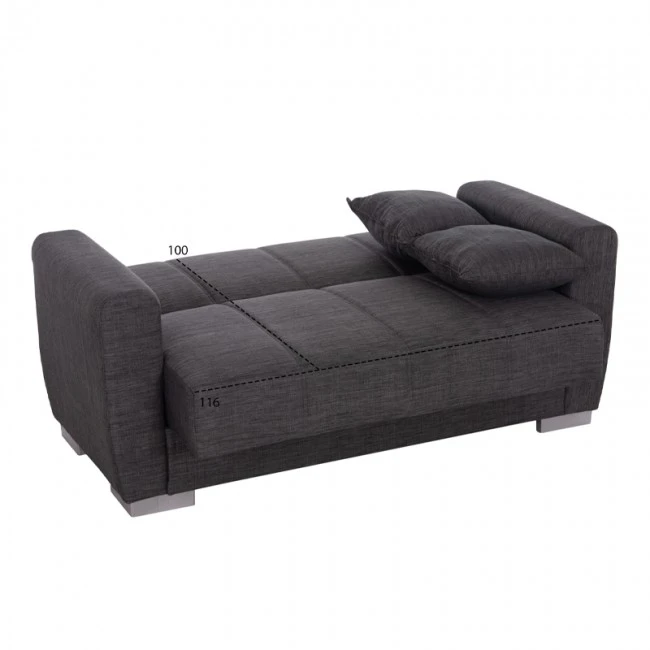 ΚΑΝΑΠΕΣ ΚΡΕΒΑΤΙ POLYA ΔΙΘΕΣΙΟΣ ΓΚΡΙ HM3241.03 150x84x88 εκ.